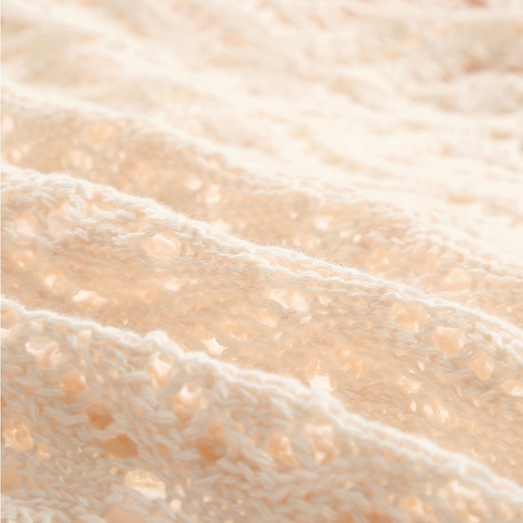 Boutique Brand Open Knit Tie Front Drop Shoulder Cardigan Duster Apricot 💗 - Picture 11 of 12